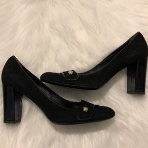Gucci Black Chunky Heel Slip Ons